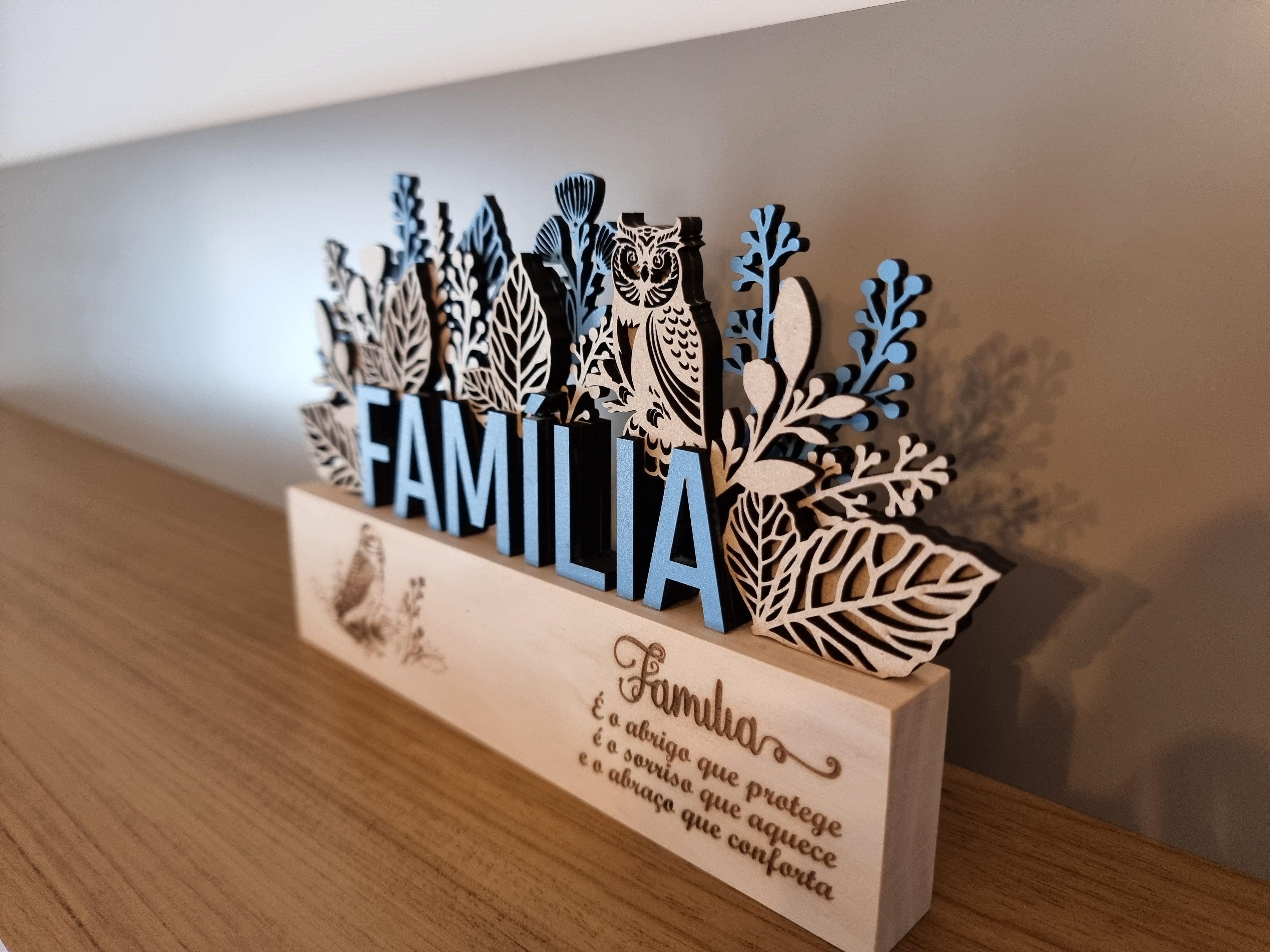 Troféu Família - Azul - LotusLaserDesign